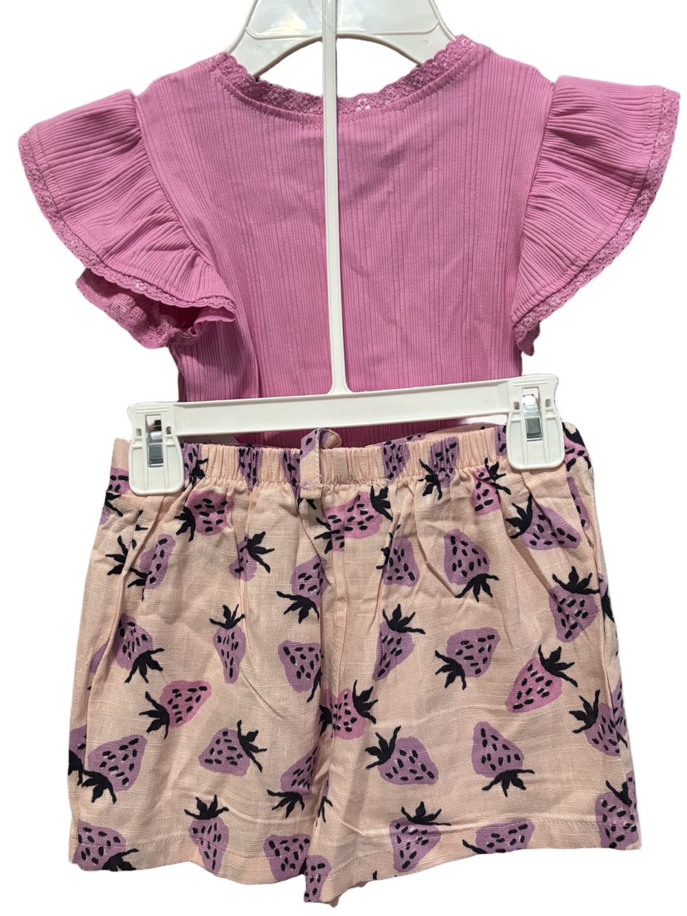 Jessica Simpson Girls' Pink Ruffle Sleeve Top - Soft Rib Knit - Picture 2 of 4